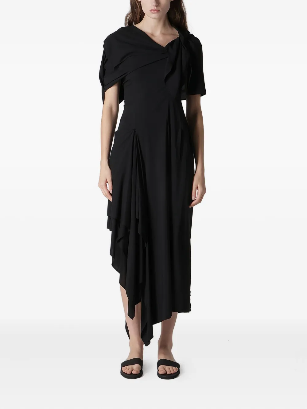 Yohji Yamamoto lace-up dress - Zwart