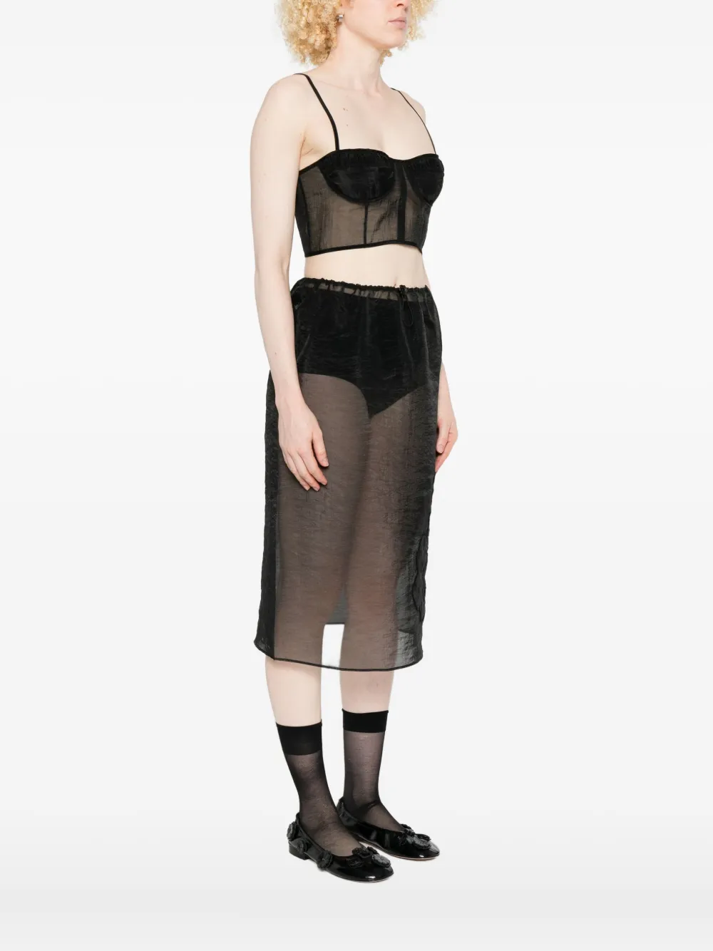 Cecilie Bahnsen Anya Underwired Sheer Top In Black