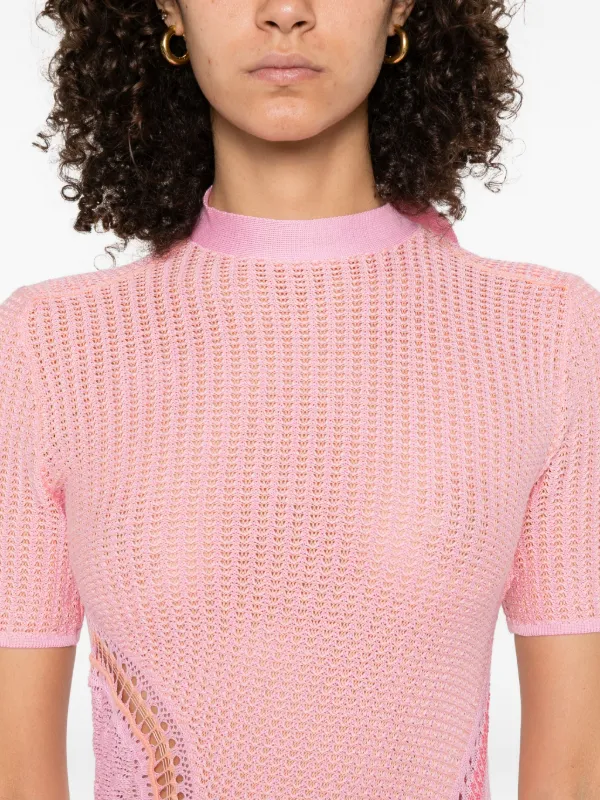 roberta einer pink dress Natalie knitted cotton minidress in pink - Roberta Einer