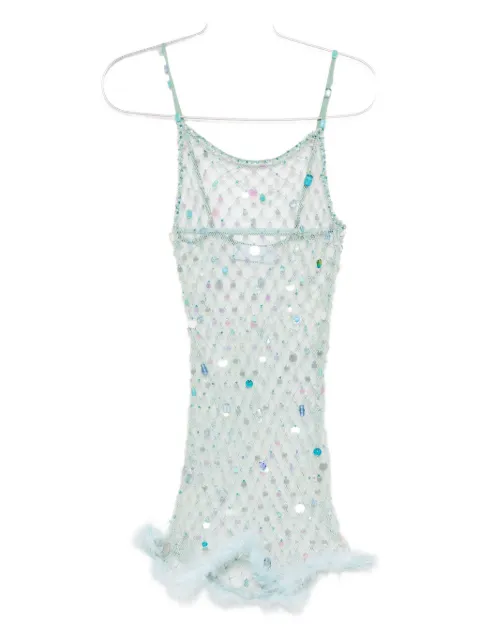 Roberta Einer feather-trim mesh mini dress