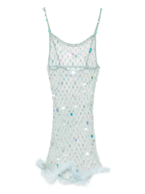 Roberta Einer feather-trim mesh mini dress