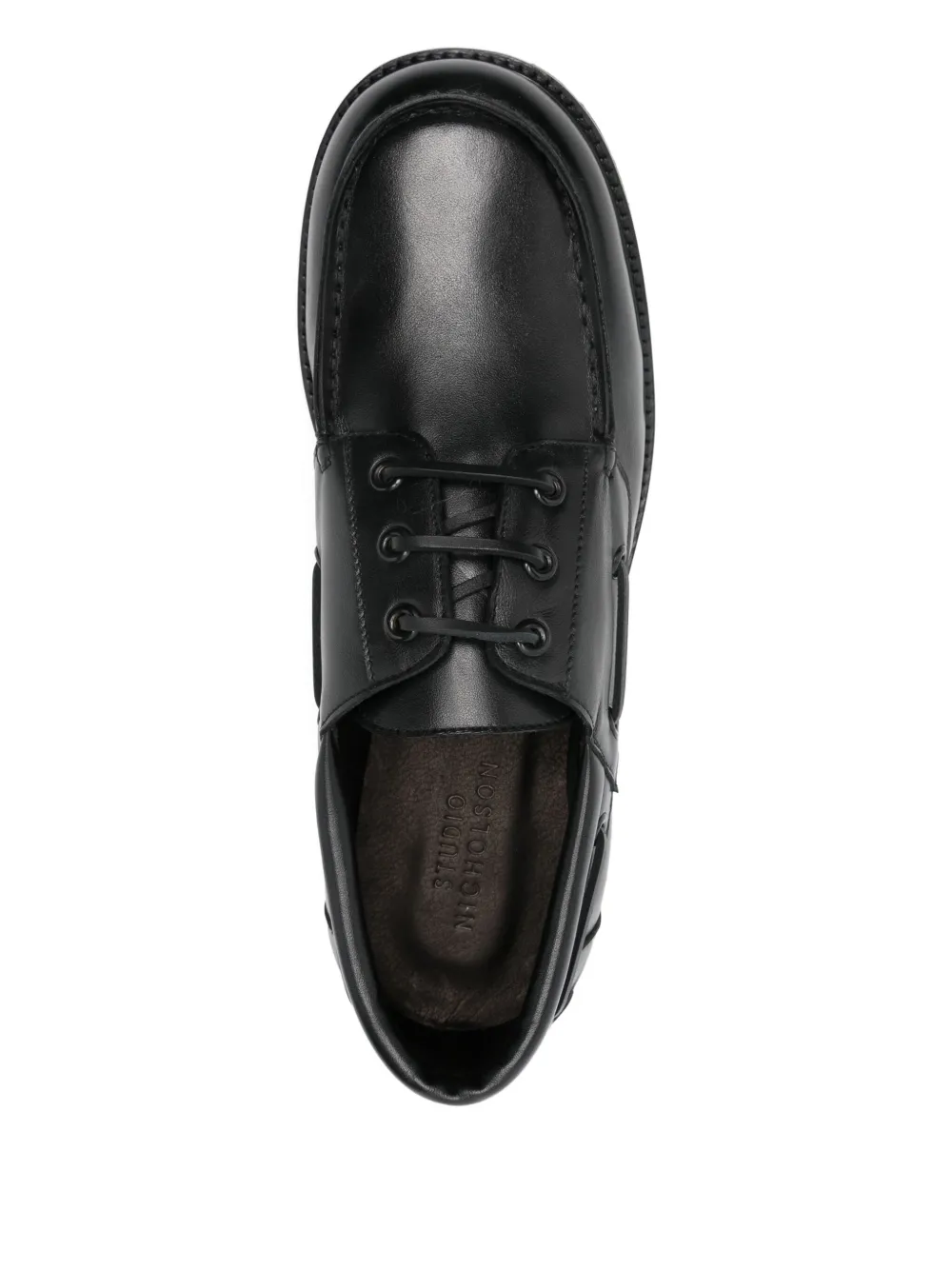 Studio Nicholson Guston leather lace-up boat shoes Zwart