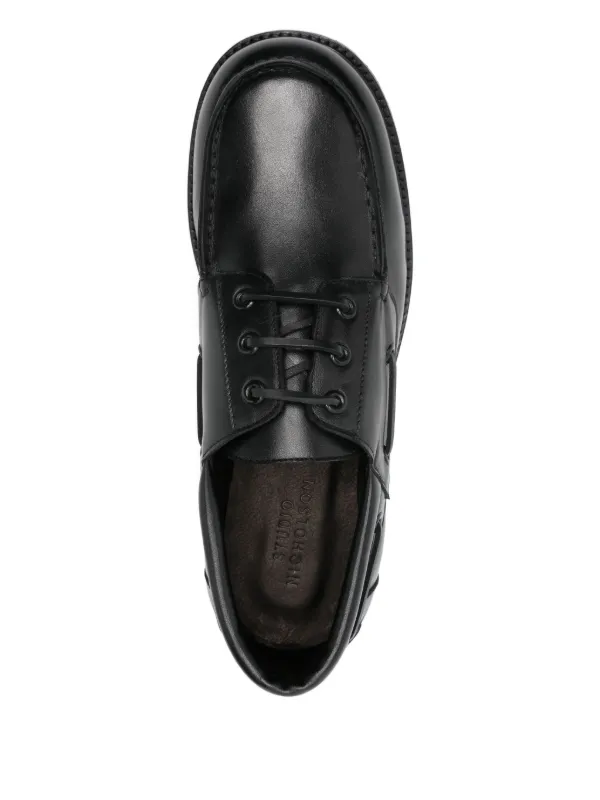 Studio Nicholson Guston Leather lace-up Boat Shoes | Black | FARFETCH