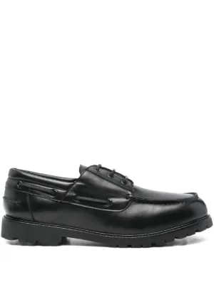 Auralee lace-up Leather Boat Shoes | Black | FARFETCH