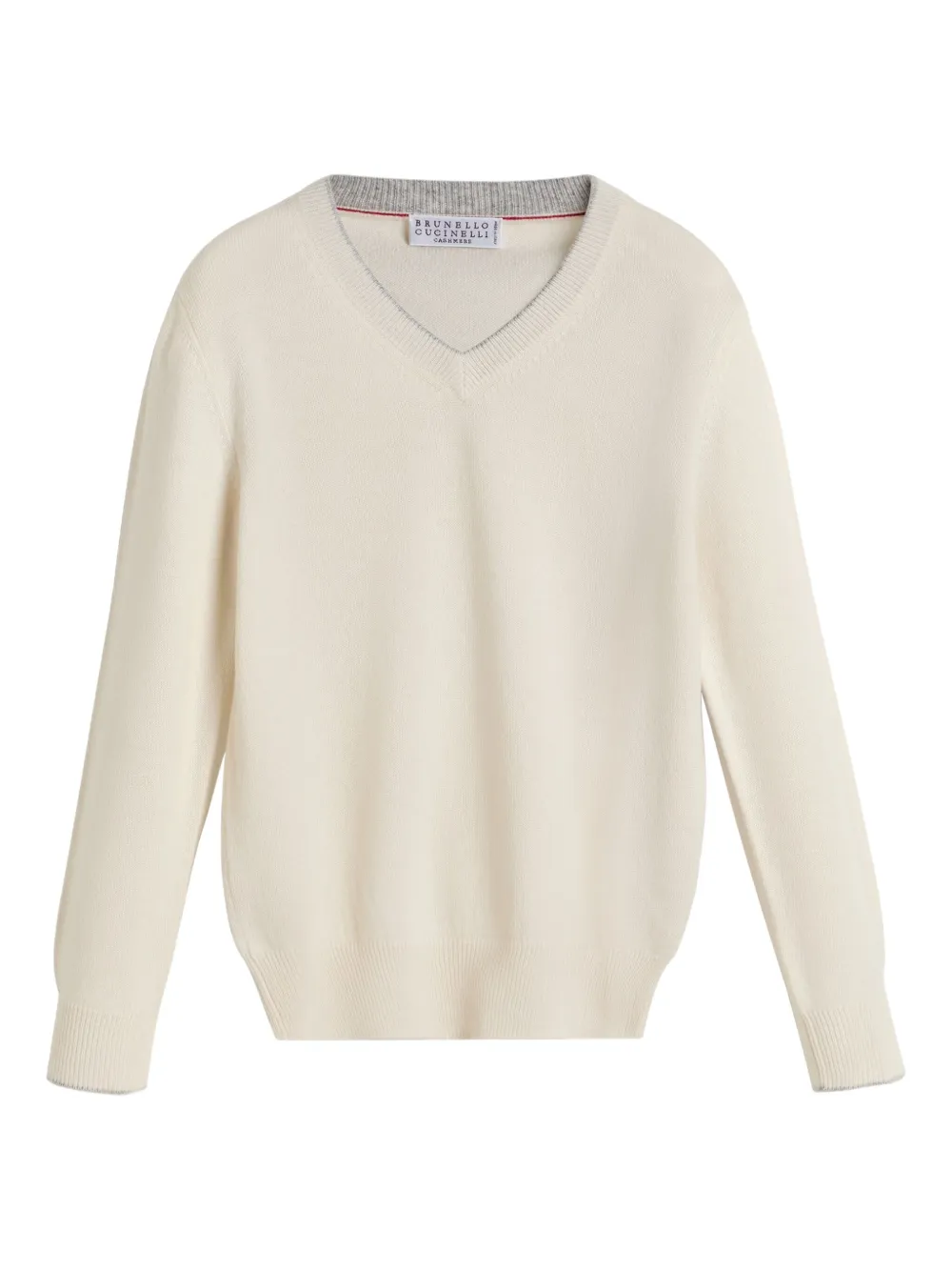 Brunello Cucinelli Kids V-neck cashmere sweater Beige