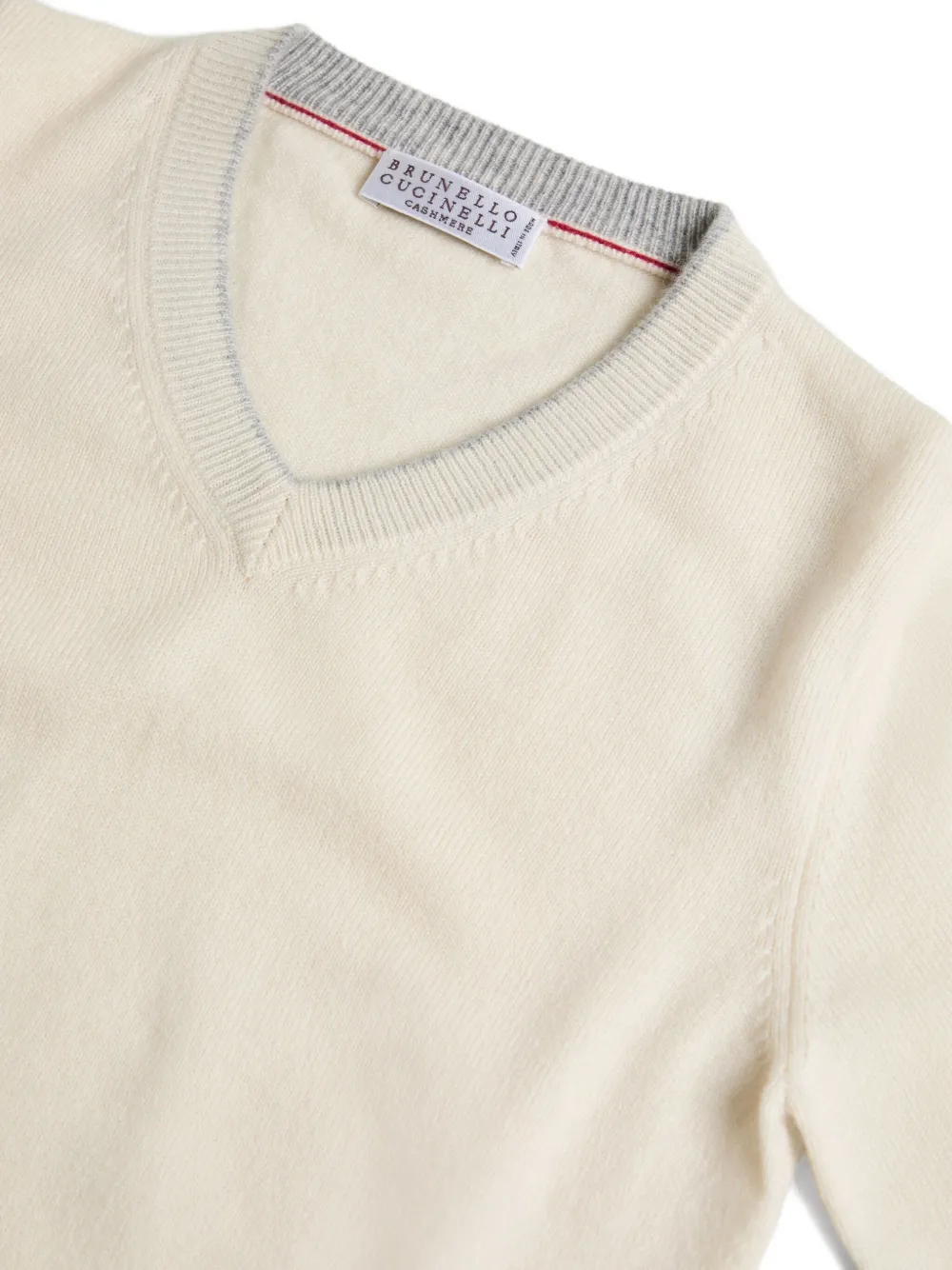Brunello Cucinelli Kids V-neck cashmere sweater Beige