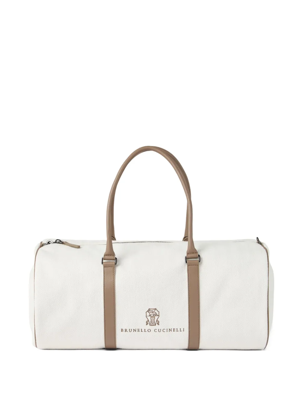 Brunello Cucinelli Chevron leather-trimmed holdall | Neutrals | Image 1