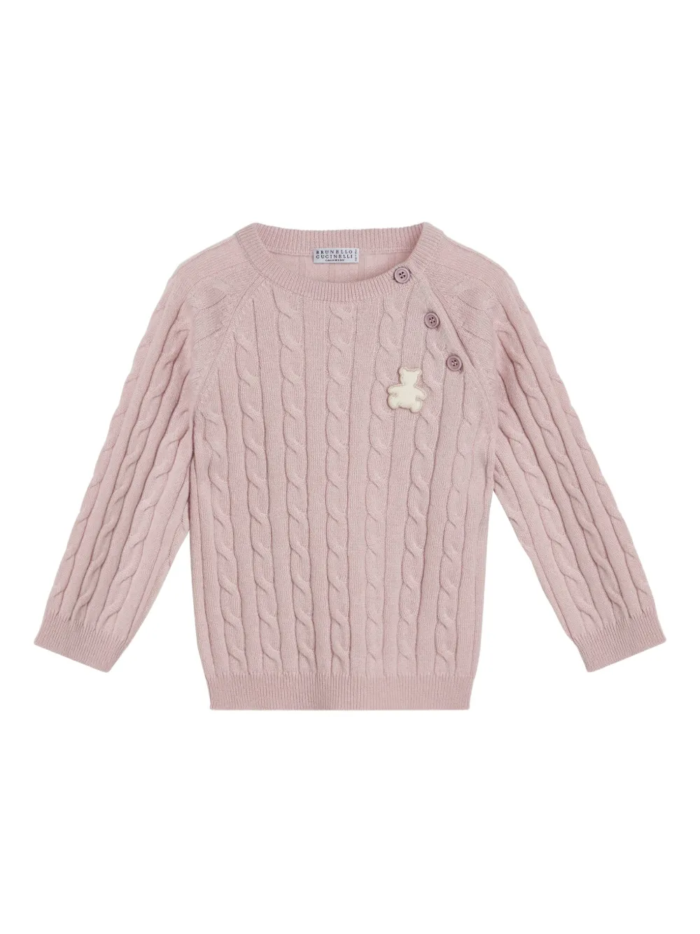 Brunello Cucinelli Kids cable-knit teddy-applique knitwear Roze