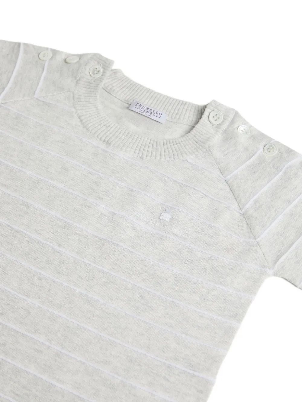 Brunello Cucinelli Kids Gestreepte romper Grijs