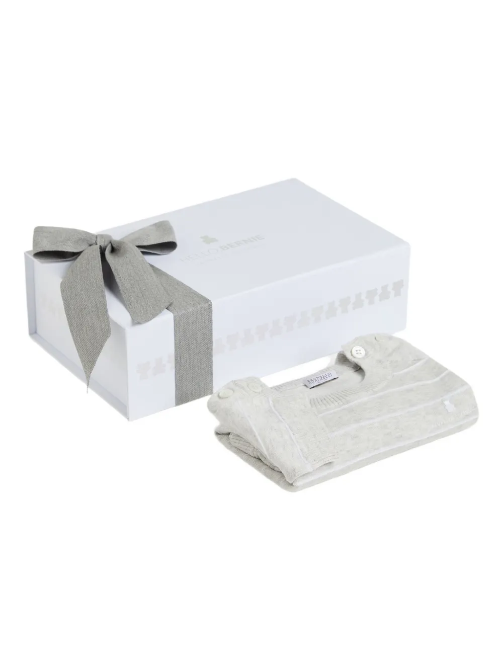 Brunello Cucinelli Kids Gestreepte romper Grijs