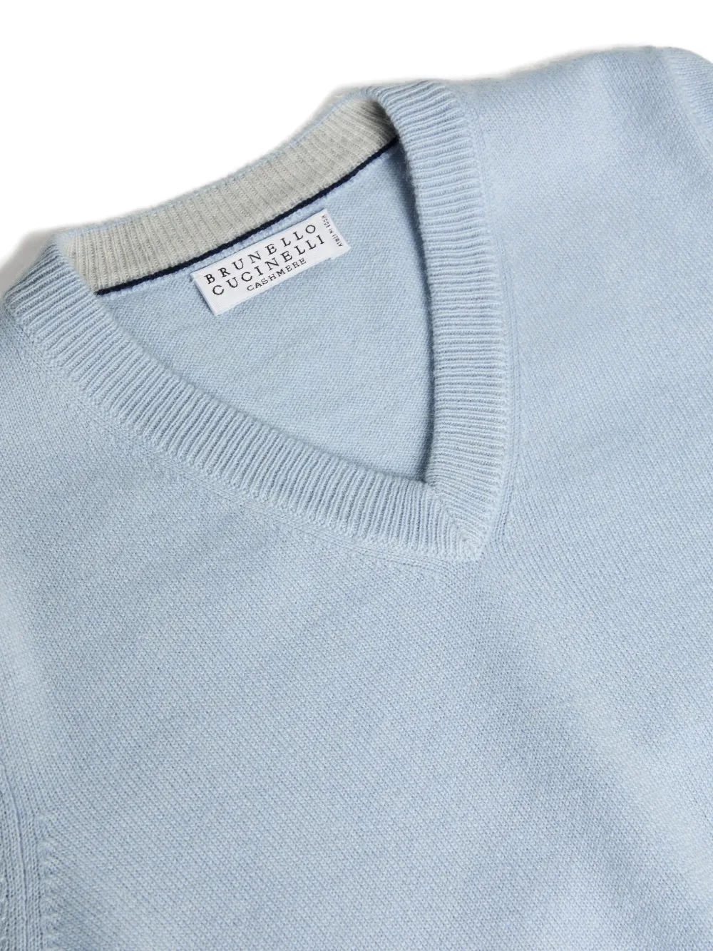 Brunello Cucinelli Kids V-neck cashmere sweater Blauw