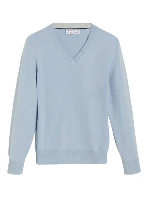 Brunello Cucinelli Kids سويتر كشمير برقبة V