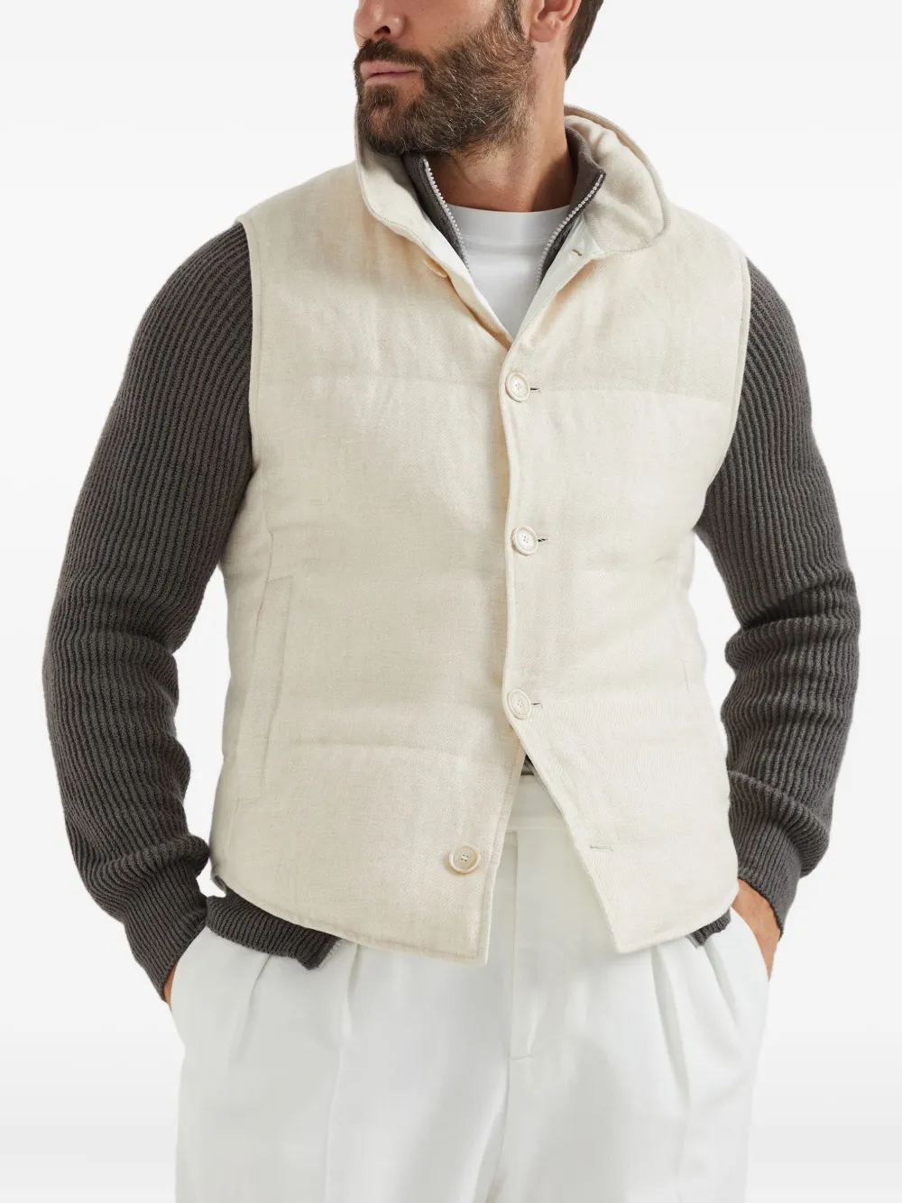 Brunello Cucinelli Bodywarmer met knopen Wit