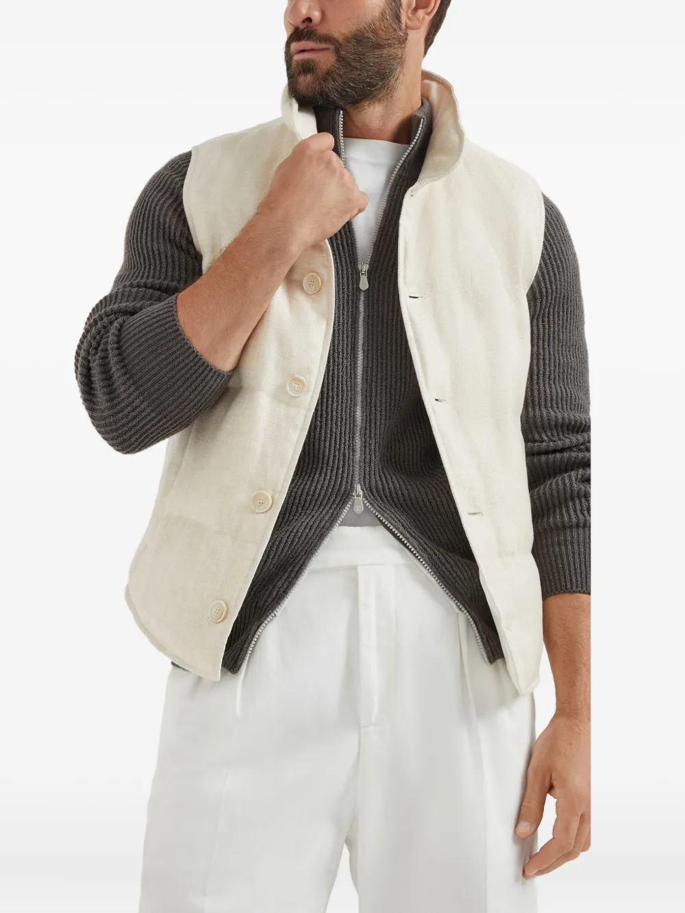 Brunello Cucinelli Bodywarmer met knopen Wit