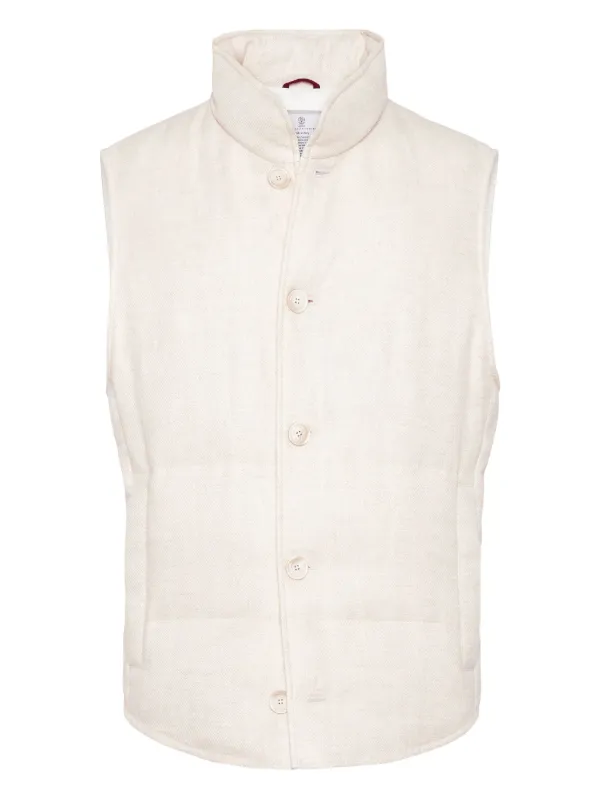 【関税&送料込】Brunello Cucinelli Gilet Brunello Cucinelli Cotton/Linen Gilet Light Beige at