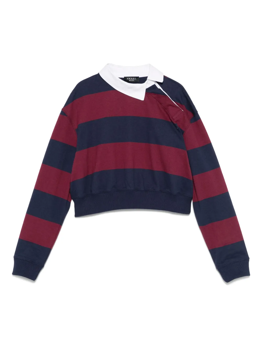 A.W.A.K.E. Mode striped polo top - ブルー A.W.A.K.E. Mode striped polo top - ブルー