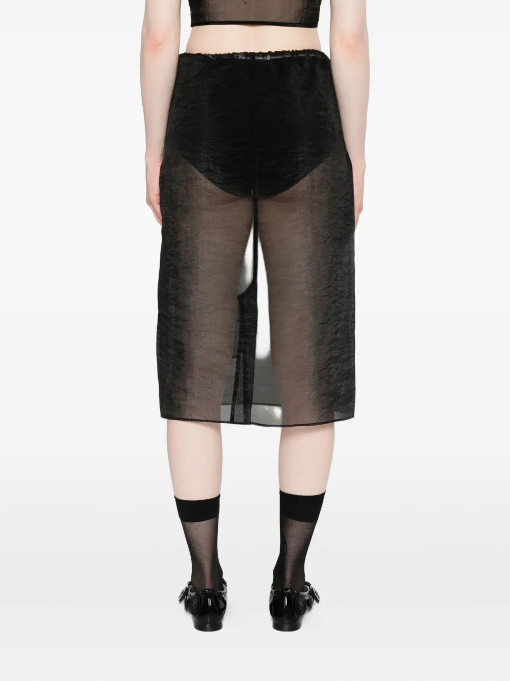 Cecilie Bahnsen Bambi Velvet-embellished Sheer Skirt In Black