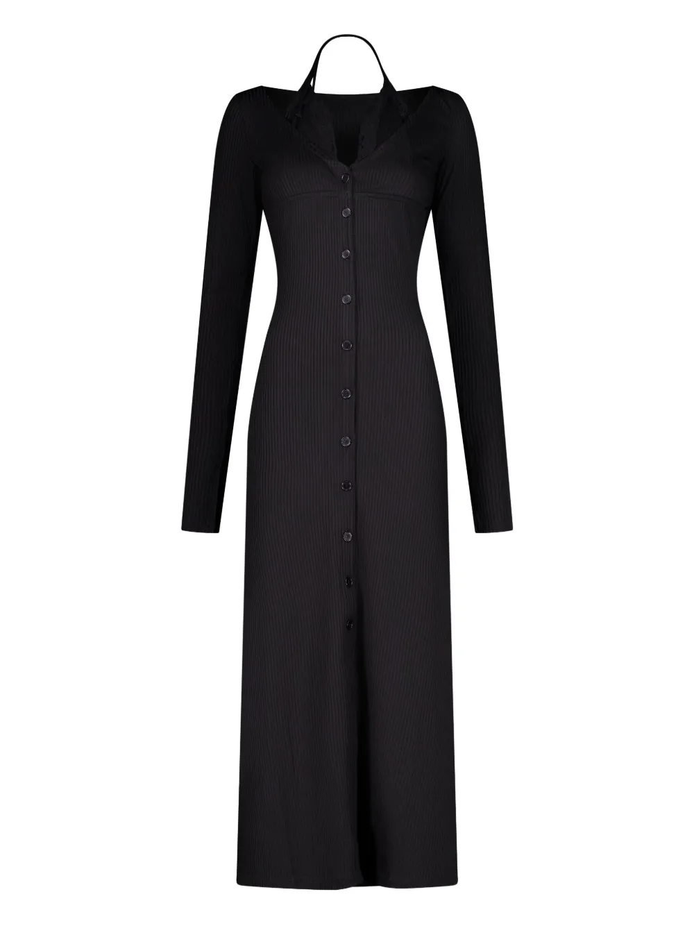 VAILLANT STUDIO ribbed long-sleeve button-down maxi dress | Black | Image 1