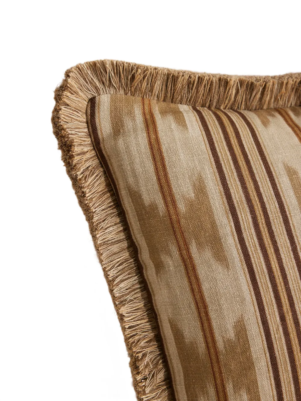 Soho Home Watkins Striped Fringed Cushion In Brown