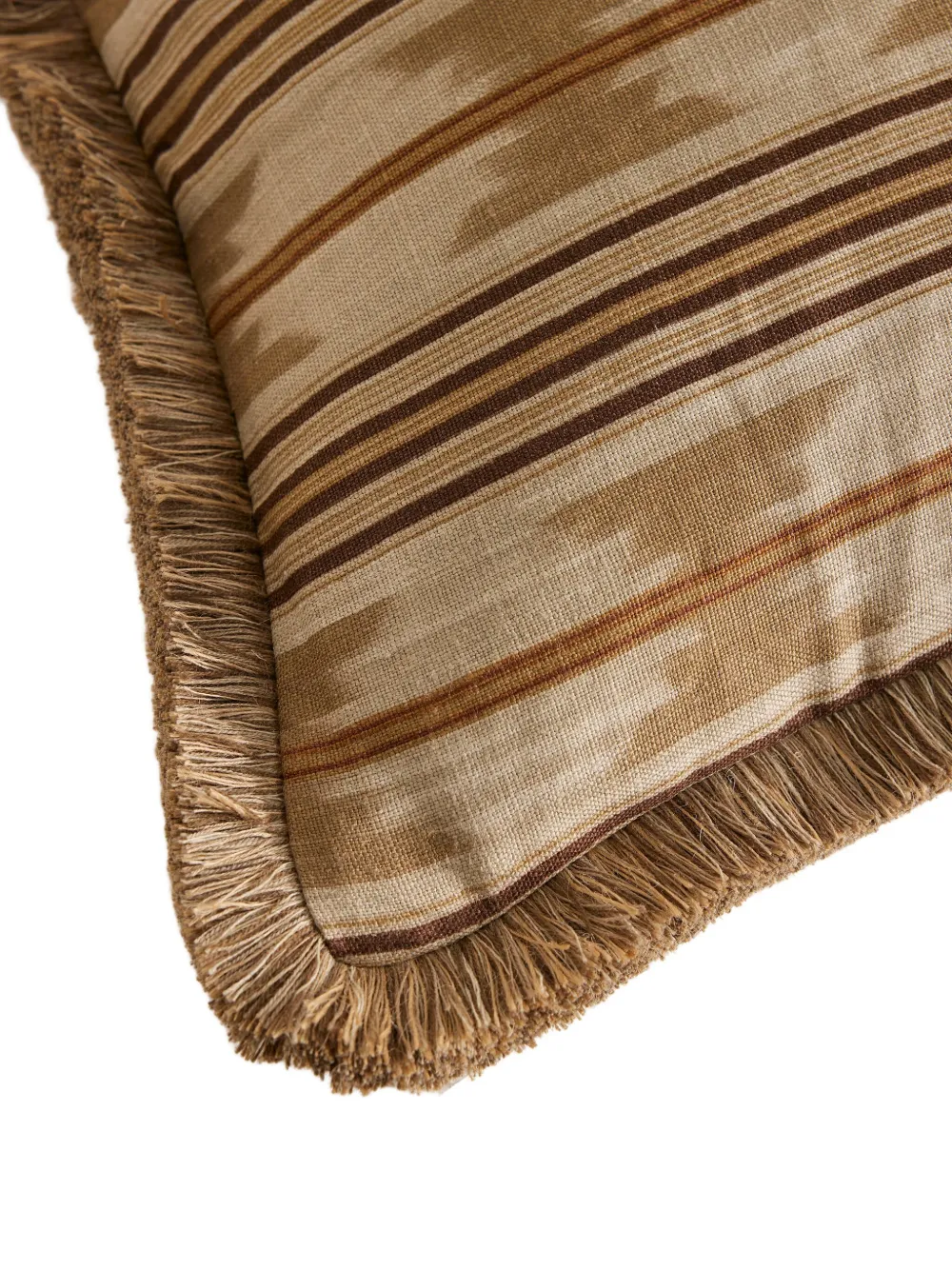 Soho Home Watkins Striped Fringed Cushion In Brown