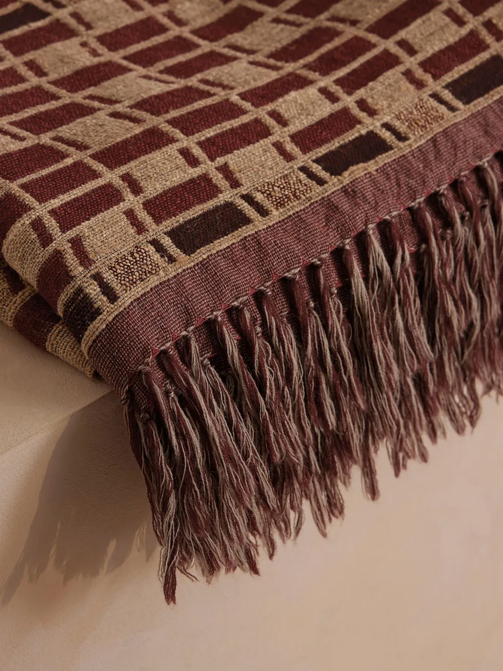 Soho Home Erin Geometric-pattern Fringed Throw In Brown