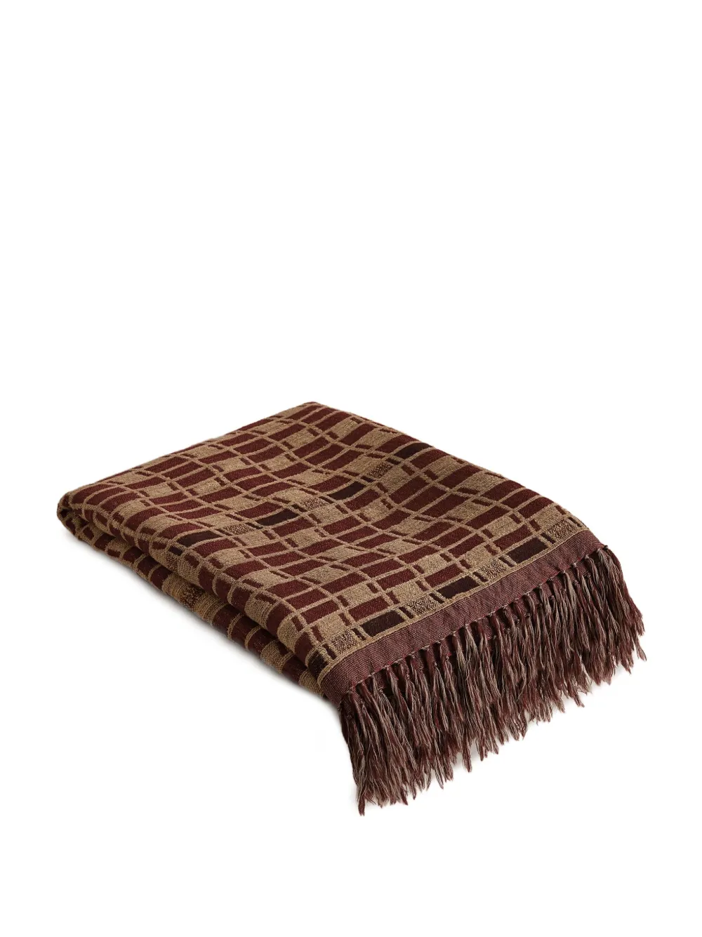 Soho Home Erin plaid met geometrisch patroon en franje - Bruin