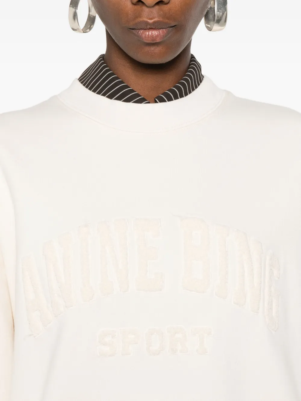 ANINE BING Sweater met geborduurd logo Beige