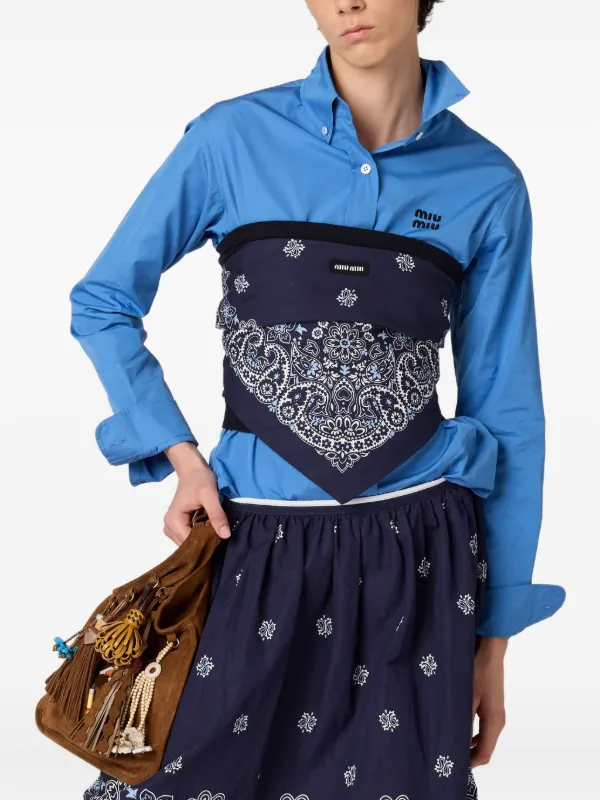 Miu Miu Poplin Bandana Top | Blue | FARFETCH