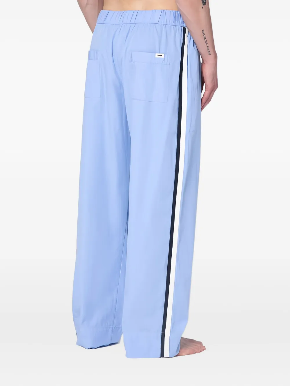 TEKLA Pyjamabroek met logopatch en gestrikte taille Blauw