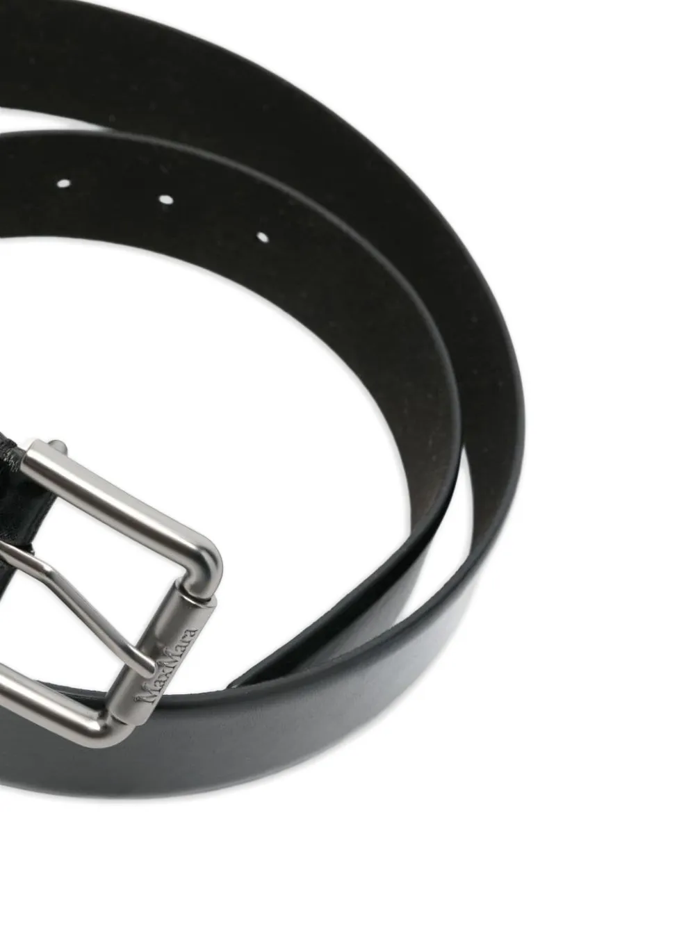 Max Mara leather logo-buckle belt Zwart