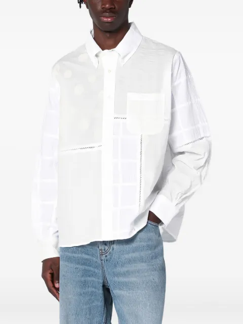 Brain Dead patchwork eyelet shirt