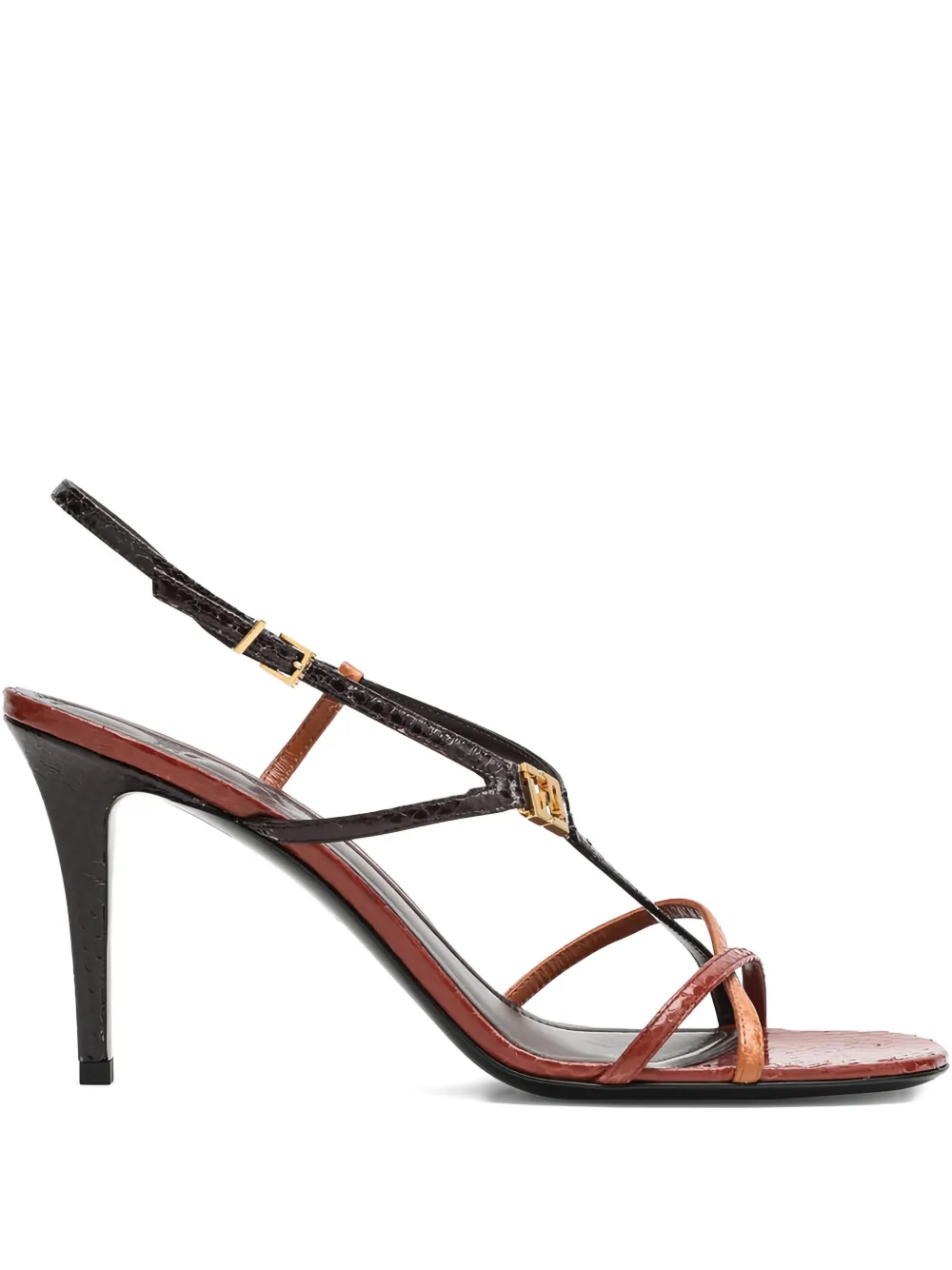 FENDI 85mm leather FFold heeled sandals Red