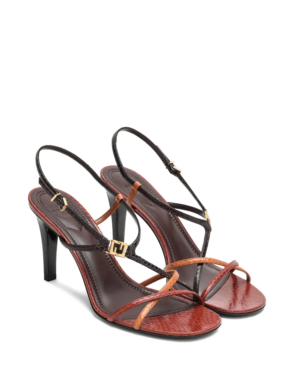 FENDI 85mm leather FFold heeled sandals Red