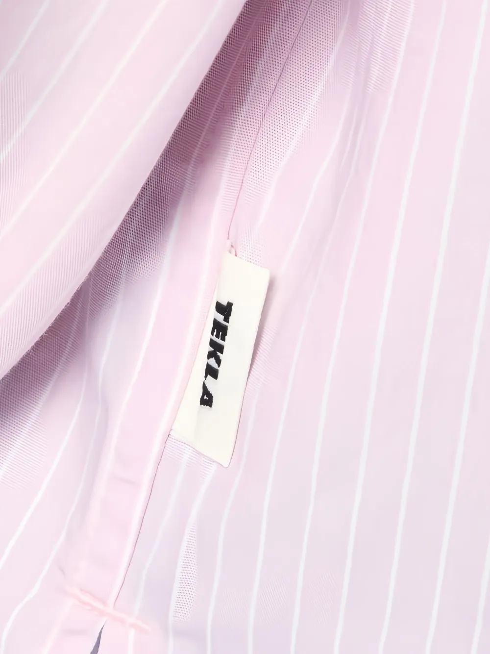 TEKLA Pinstripe Long-sleeve Shirt in Pink, view 4