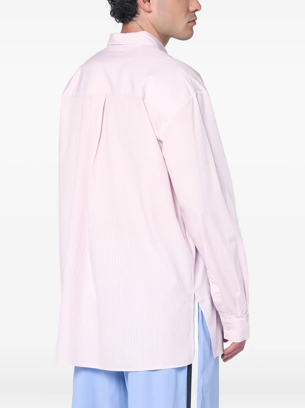 TEKLA Pinstripe Long-sleeve Shirt in Pink, view 3