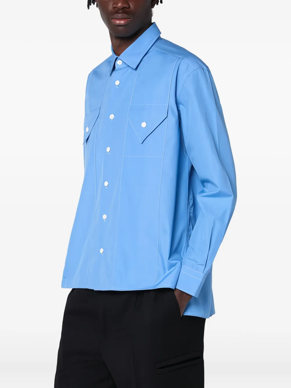 Namacheko double-pocket long-sleeve shirt | Blue | Image 1