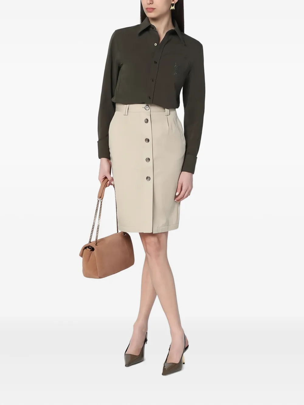 ANINE BING Rok met knopen Beige