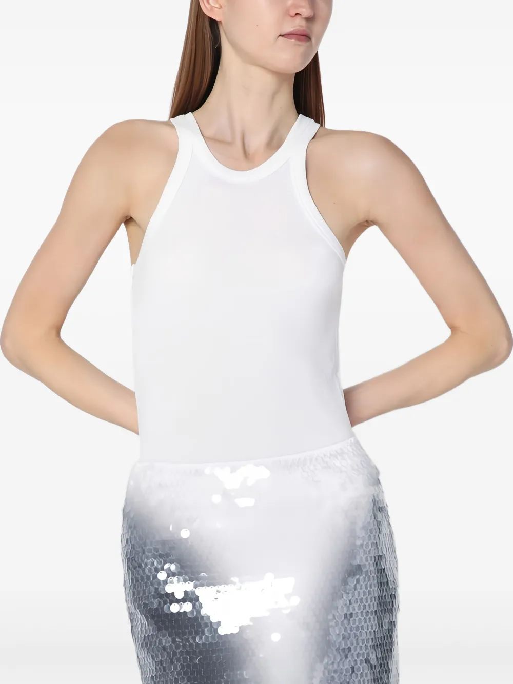  Sportmax Racer-back Silk Top - White 