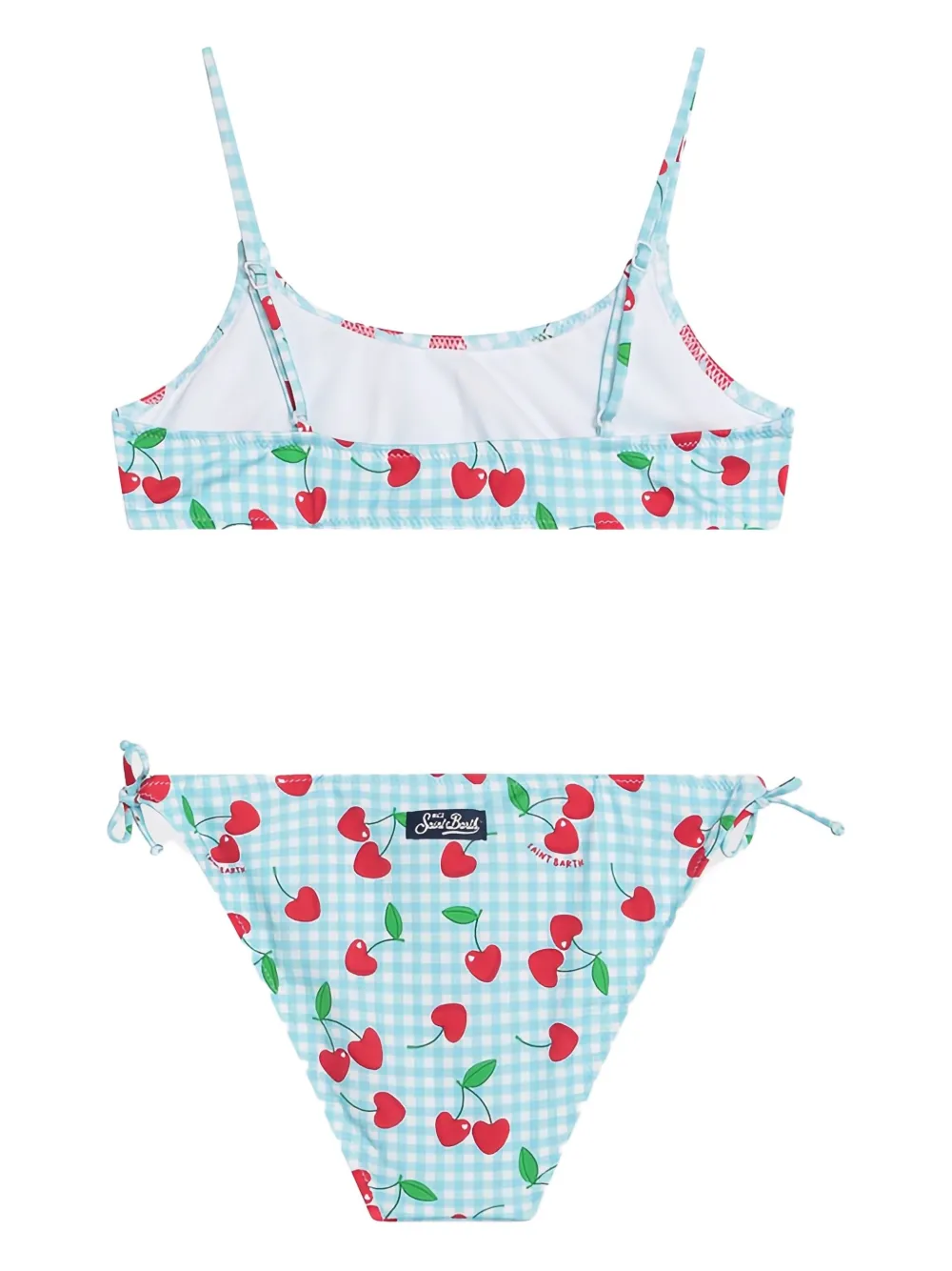 MC2 Saint Barth Kids Bikini met kersenprint en gingham ruit Blauw