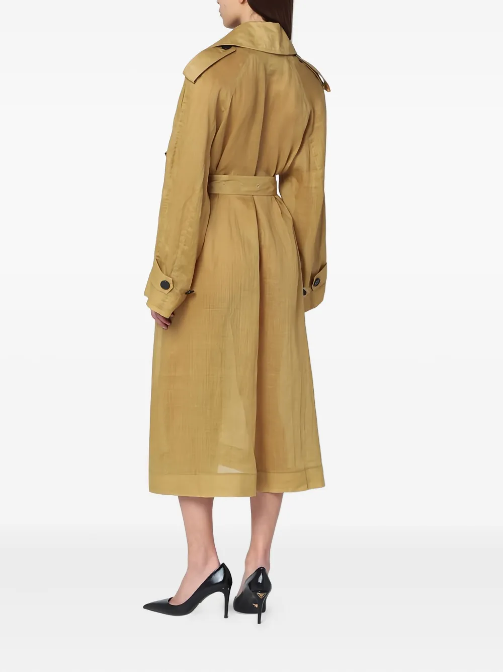MARK KENLY DOMINO TAN Trenchcoat met dubbele rij knopen en ceintuur Beige