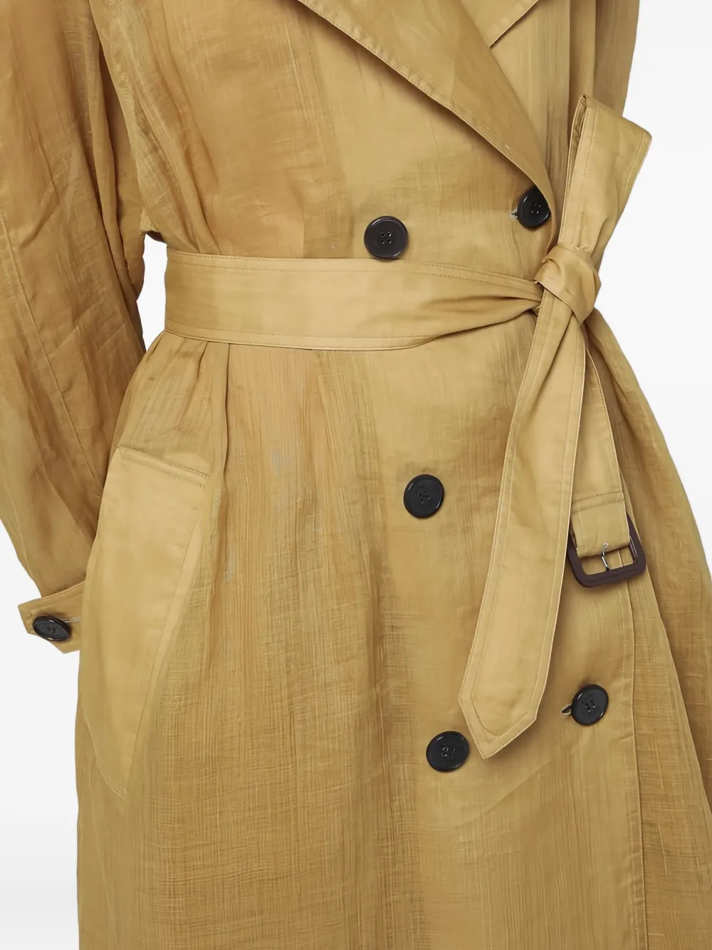 MARK KENLY DOMINO TAN Trenchcoat met dubbele rij knopen en ceintuur Beige