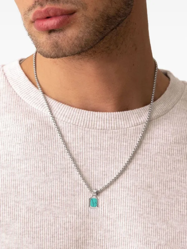 Nialaya Jewelry ターコイズ＆オニキス ネックレス | シルバートーン