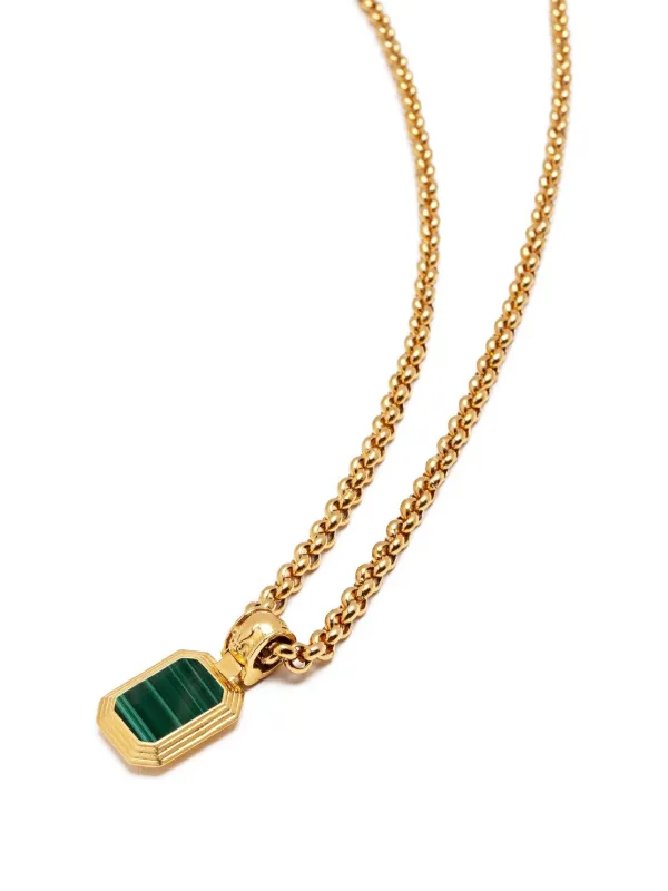 Nialaya Jewelry マラカイト＆オニキス ネックレス | ゴールドトーン