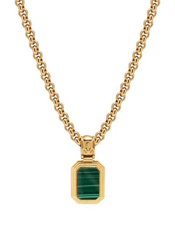 マラカイト ペンダント ネックレス Nialaya Jewelry マラカイト＆オニキス ネックレス | ゴールドトーン