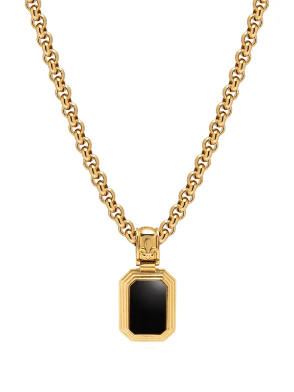 Nialaya Jewelry マラカイト＆オニキス ネックレス | ゴールドトーン