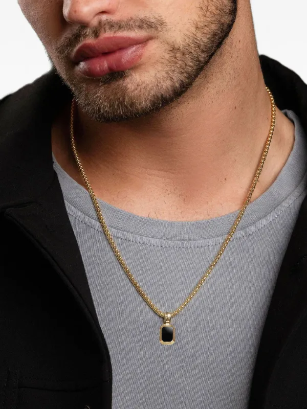 ワイヤーアートハックマナイトペンダントオニキスミラーカットＮＯ26-2573 Nialaya Jewelry マラカイト＆オニキス ネックレス | ゴールドトーン