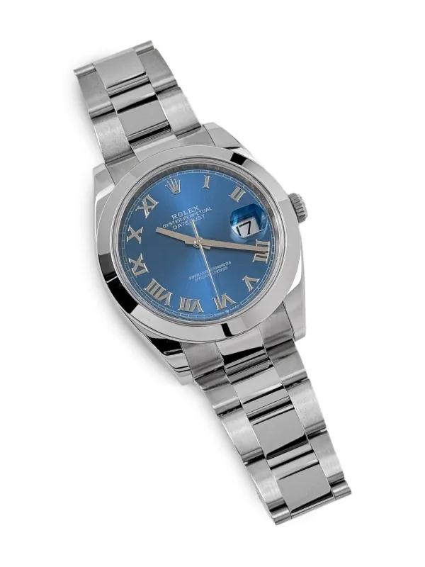 Rolex pre-owned 2021 Datejust 41mm Blue FARFETCH IN