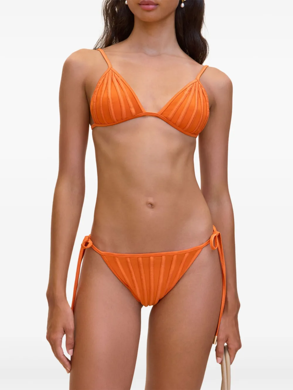 Cult Gaia bikini bottom con pliegues | naranja | Image 1