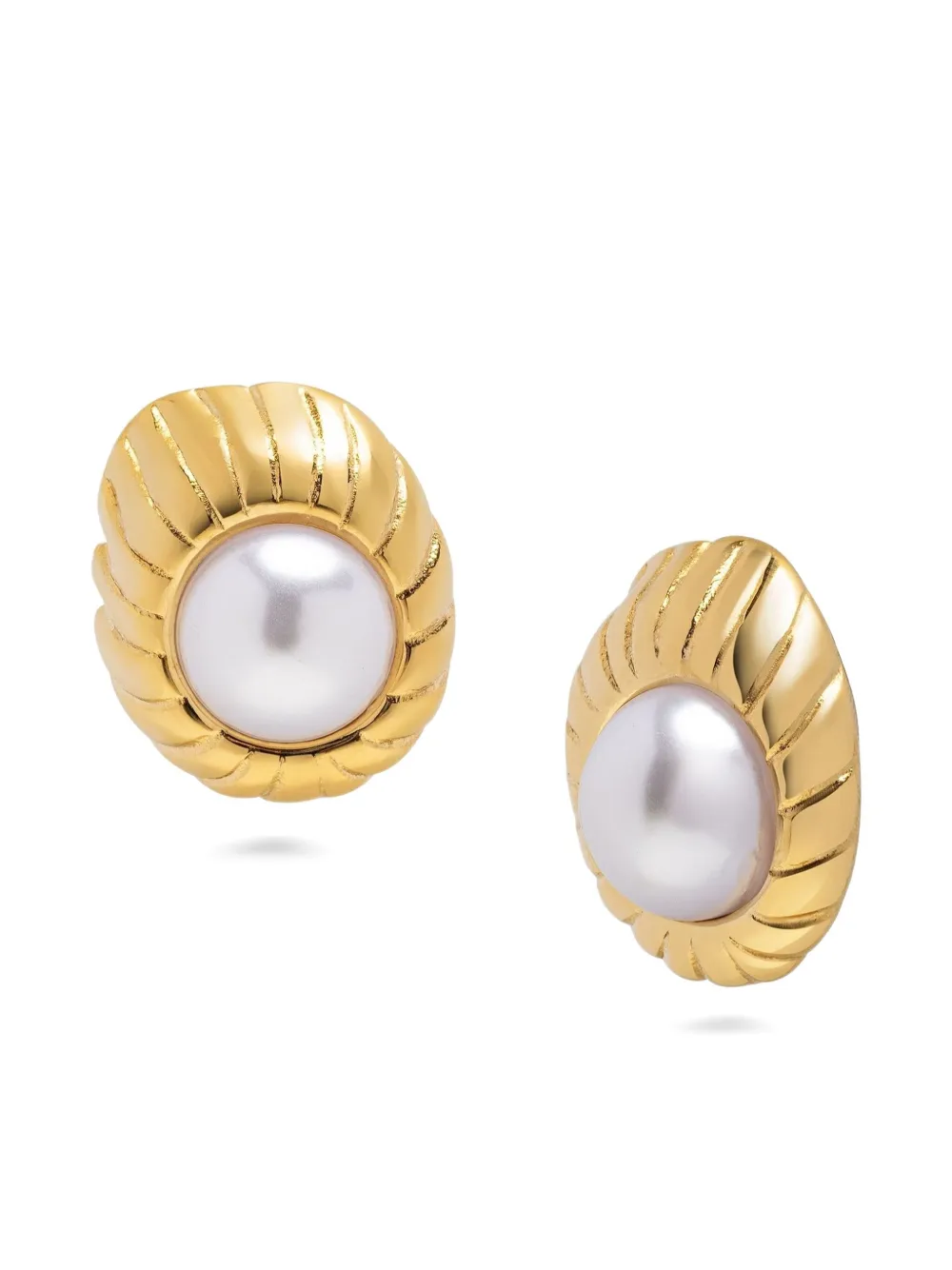 Nialaya Jewelry freshwater pearl earrings - Goud