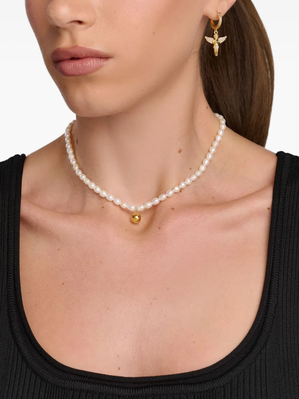 Nialaya Jewelry pearl-embellished necklace - Goud